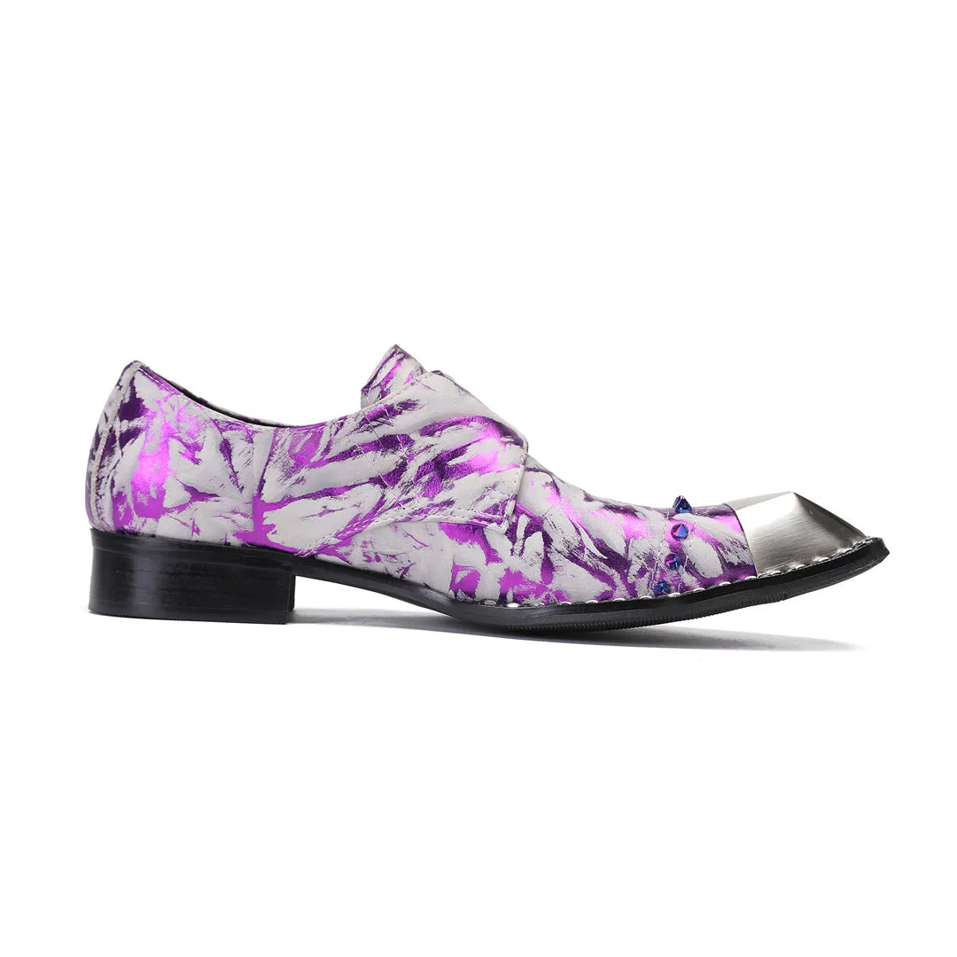 2024 special-shaped leather shoes bright purple gentleman dress Oxford shoes cowhide Korean version men's shoes large size 47 men's shoes foreign trade