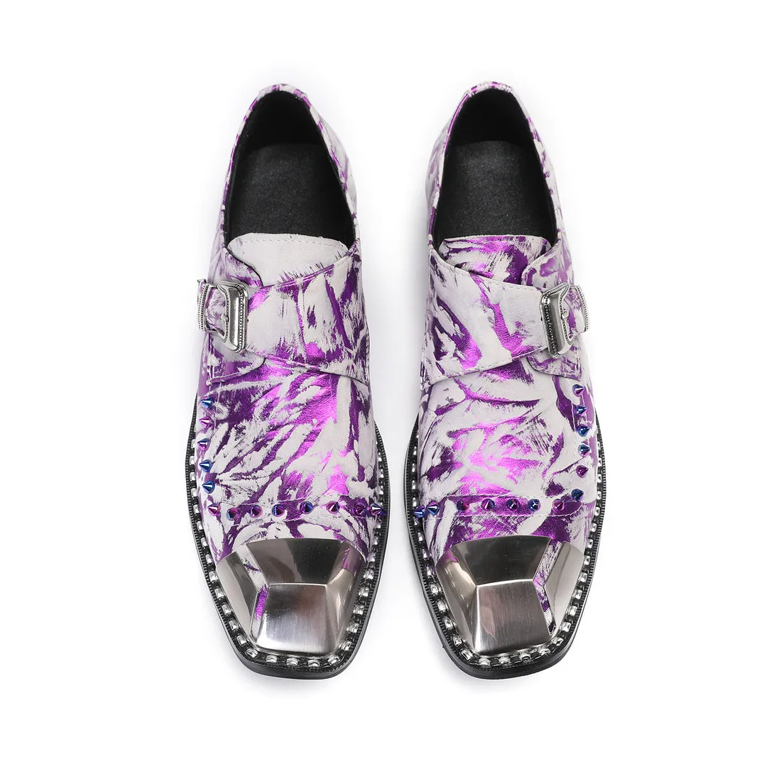 2024 special-shaped leather shoes bright purple gentleman dress Oxford shoes cowhide Korean version men's shoes large size 47 men's shoes foreign trade