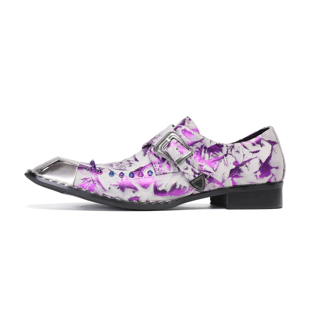 2024 special-shaped leather shoes bright purple gentleman dress Oxford shoes cowhide Korean version men's shoes large size 47 men's shoes foreign trade