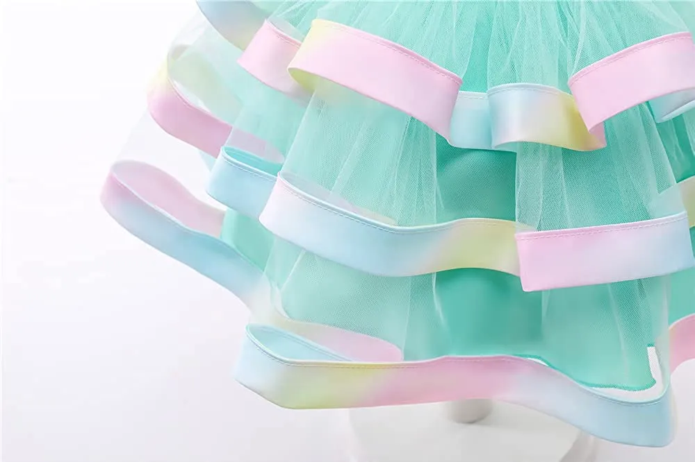 6M-6T Toddler Baby Girls Colorful Floral Tutu Gown Dress Party Evening Wedding Christmas Dance Dresses with Headwear