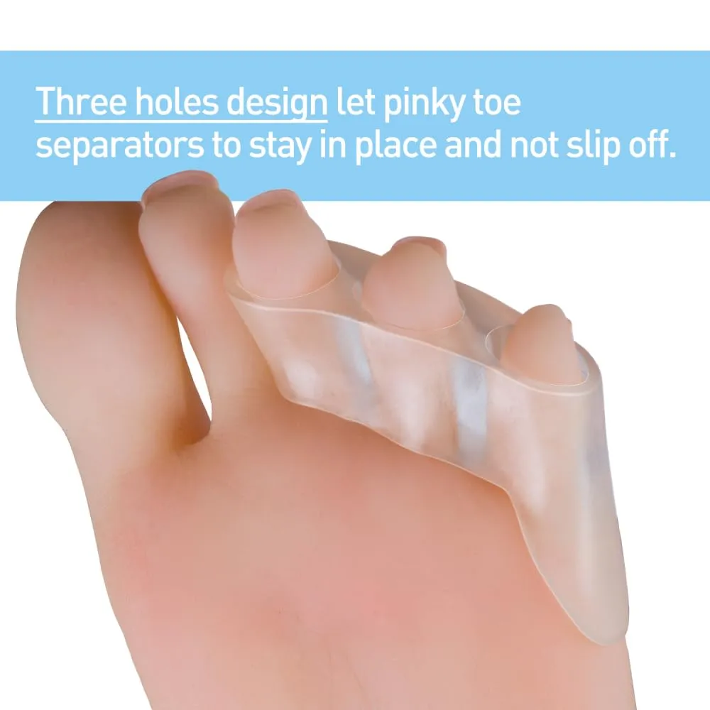 8 Pack Gel Toe Corrector Pinky Toe Separator Pain Relief Toe Protector Relieve Bunion Foot Care Tools Three-Hole Little Toe Separator