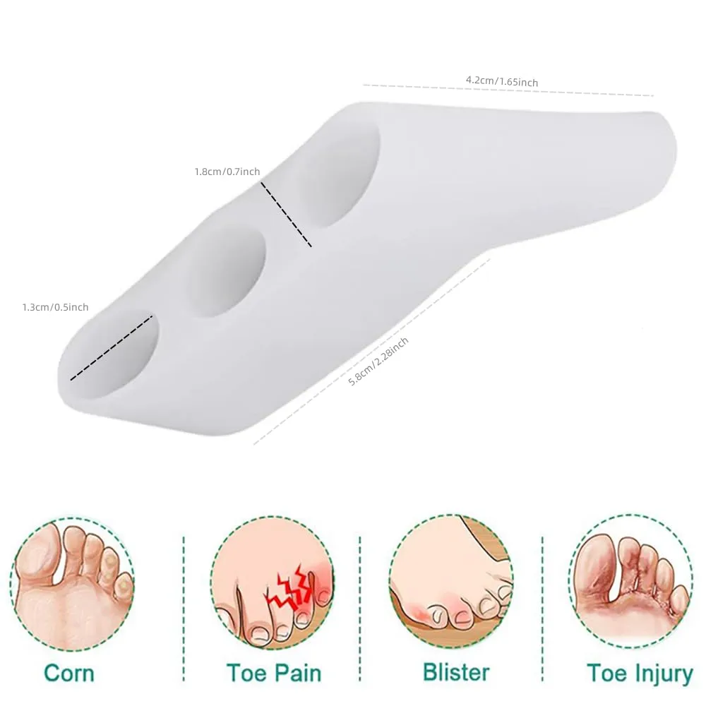 8 Pack Gel Toe Corrector Pinky Toe Separator Pain Relief Toe Protector Relieve Bunion Foot Care Tools Three-Hole Little Toe Separator