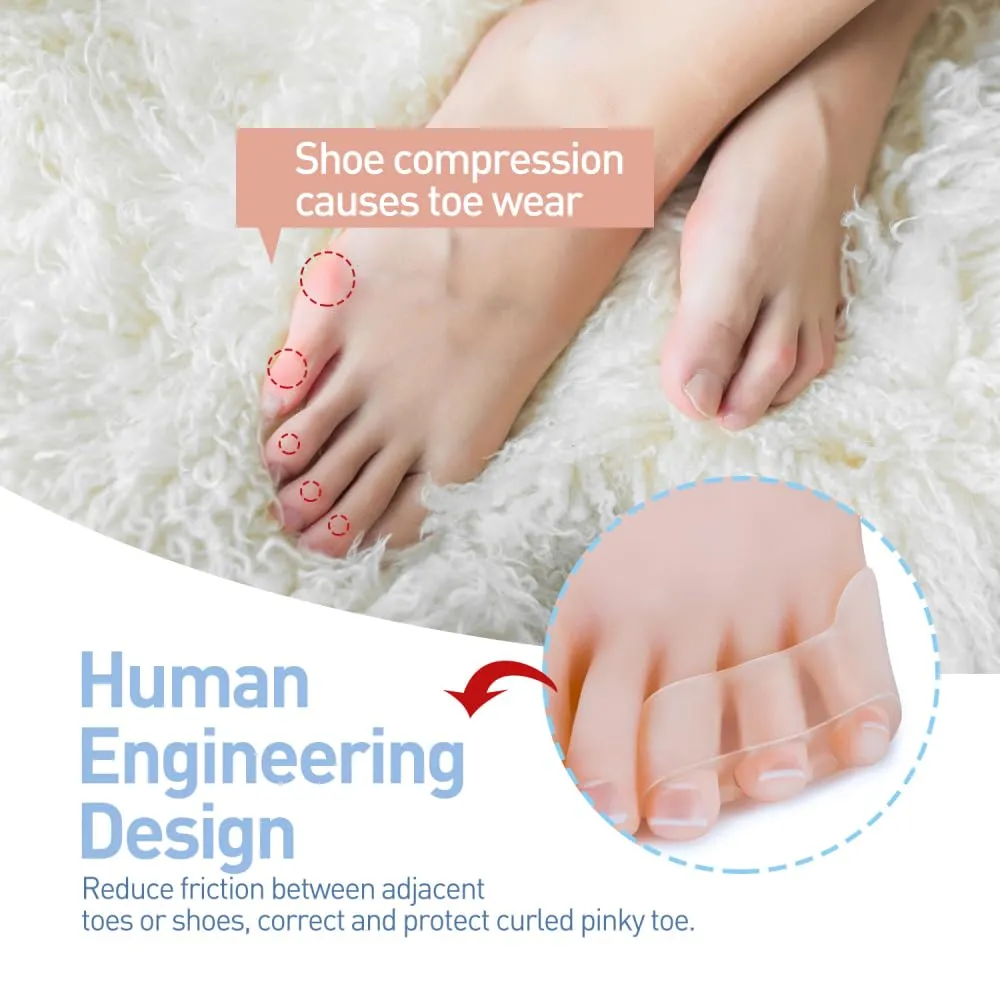 8 Pack Gel Toe Corrector Pinky Toe Separator Pain Relief Toe Protector Relieve Bunion Foot Care Tools Three-Hole Little Toe Separator