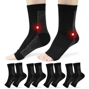 ACWOO ankle bandage pack of 8, ankle bandage compression socks for men and women, bandage ankle neuropathy socks for plantar fasciitis, arthritis, ACL, joint pain, heel spurs, sports S/M black