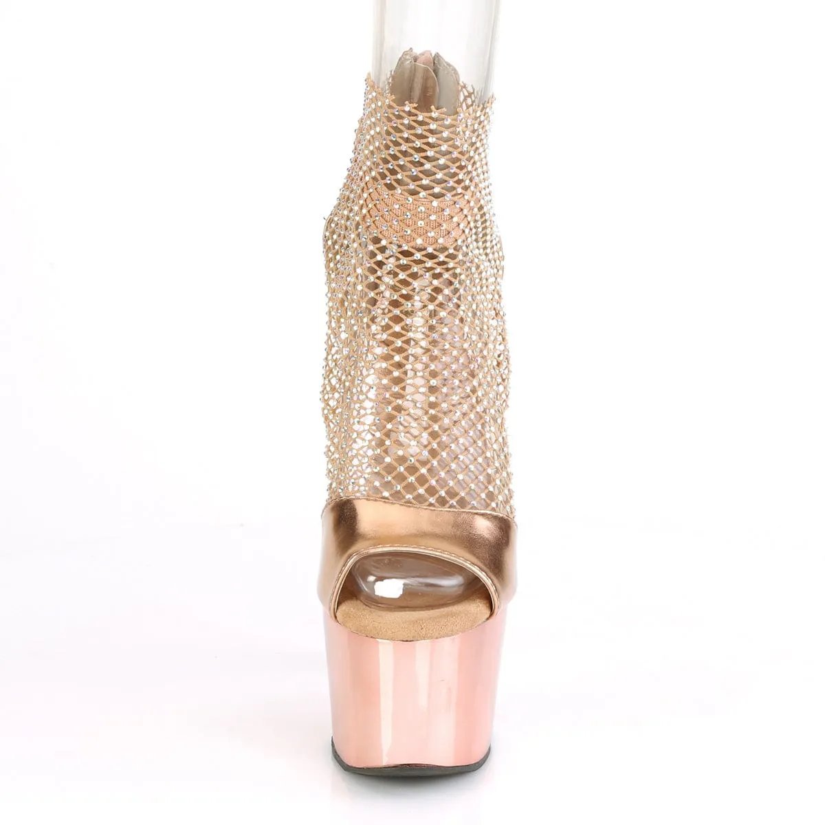 ADORE-765RM R.Gold Metallic Pu-Rhinestones Mesh/R.Gold Chrome
