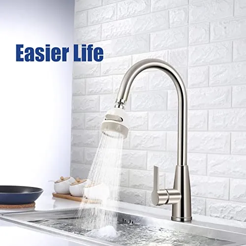 Amener Flexible Kitchen Tap Head Movable Sink Faucet 360° Rotatable ABS Sprayer Removable Anti-Splash Adjustable Filter Nozzle Swivel Water Saving Aerator 3 Modes