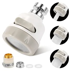 Amener Flexible Kitchen Tap Head Movable Sink Faucet 360° Rotatable ABS Sprayer Removable Anti-Splash Adjustable Filter Nozzle Swivel Water Saving Aerator 3 Modes