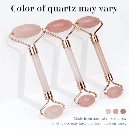 BAIMEI IcyMe Jade Roller & Gua Sha, Face Roller Redness Reducing Skin Care Tools, Massager for Face Self Care Gift for Men Women Mothers Day Gifts, Relieves Fine Lines and Wrinkles - Rose Quartz