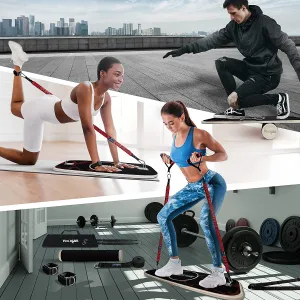 Balance Board Trainer and Exercise Bands, Multi-Functional Set for Full Body Workout
