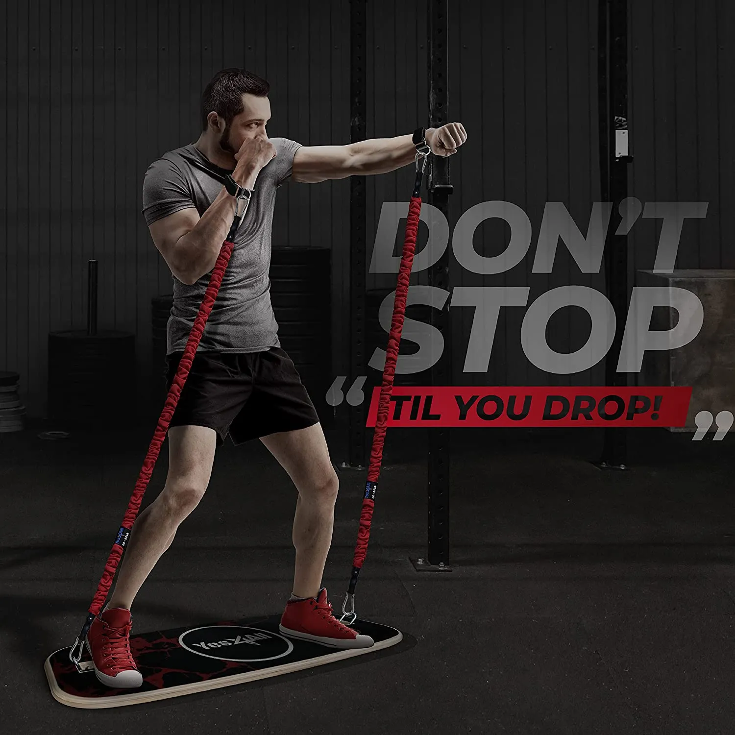 Balance Board Trainer and Exercise Bands, Multi-Functional Set for Full Body Workout