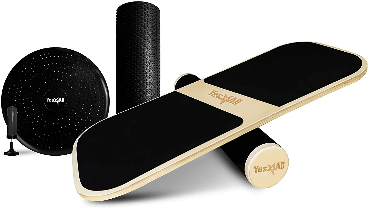 Balance Board Trainer and Exercise Bands, Multi-Functional Set for Full Body Workout