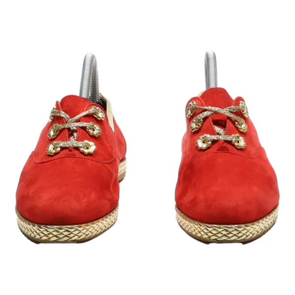 BALLY Oxford Shoes Red Leather Womens UK 6.5