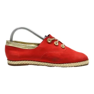 BALLY Oxford Shoes Red Leather Womens UK 6.5
