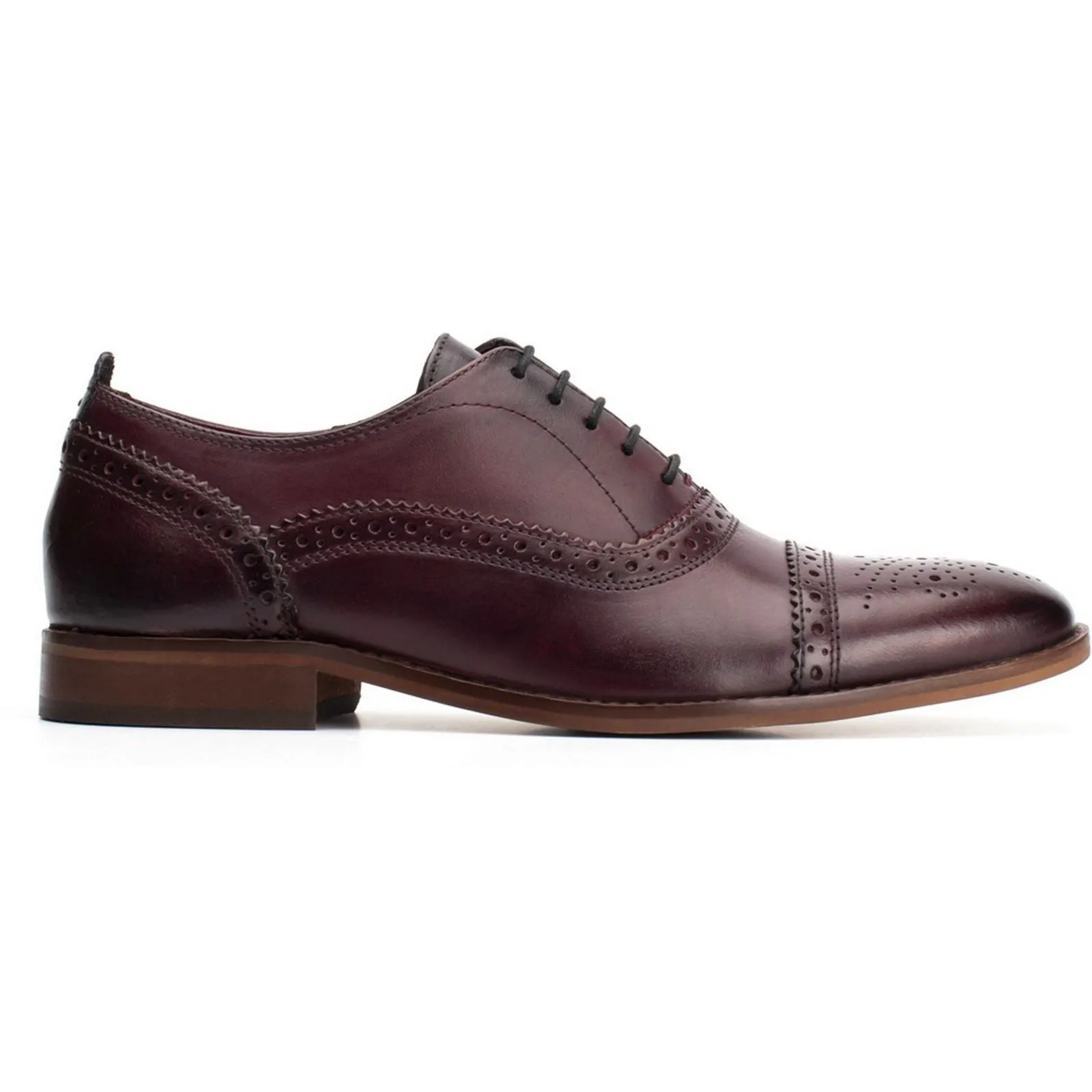 Base London Cast Washed Dark Red Mens Leather Shoes