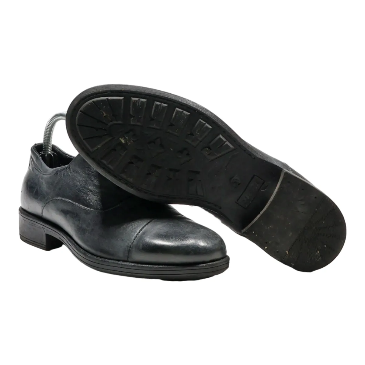 BATA Oxford Shoes Black Leather Womens UK 6.5