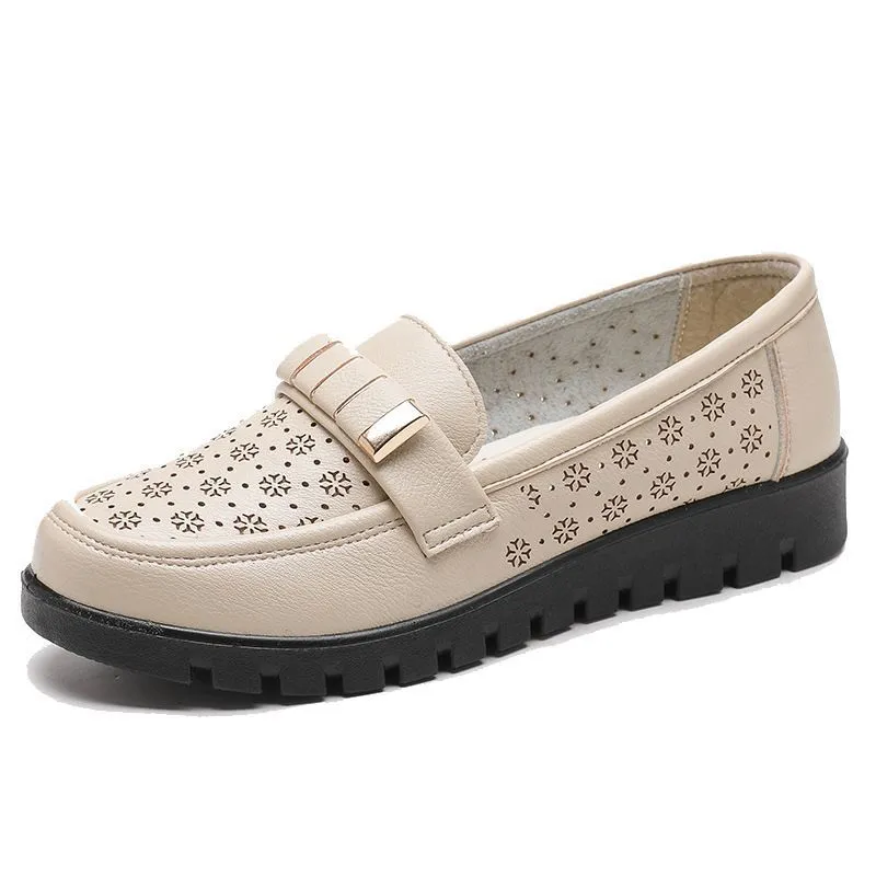 Belifi Comfortable and Breathable Genuine Leather Hollow Shoes
