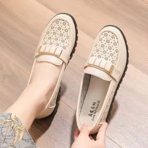 Belifi Comfortable and Breathable Genuine Leather Hollow Shoes