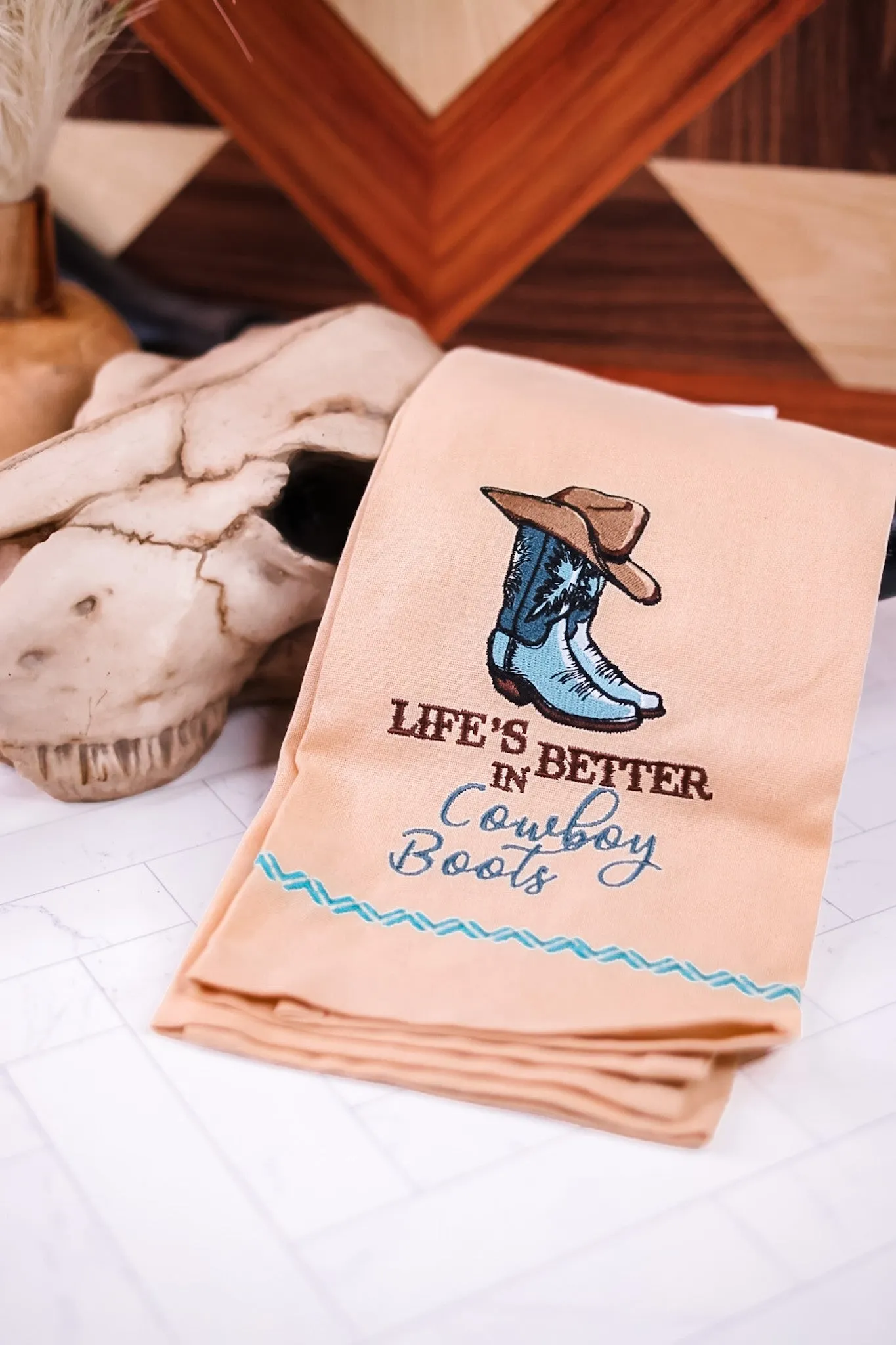 Better In Cowboy Boots Dishtowel