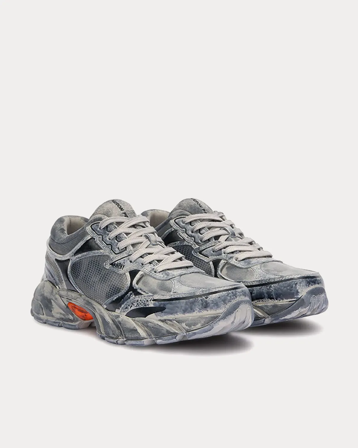 Block Stepper Worn Leather Dark Grey Low Top Sneakers