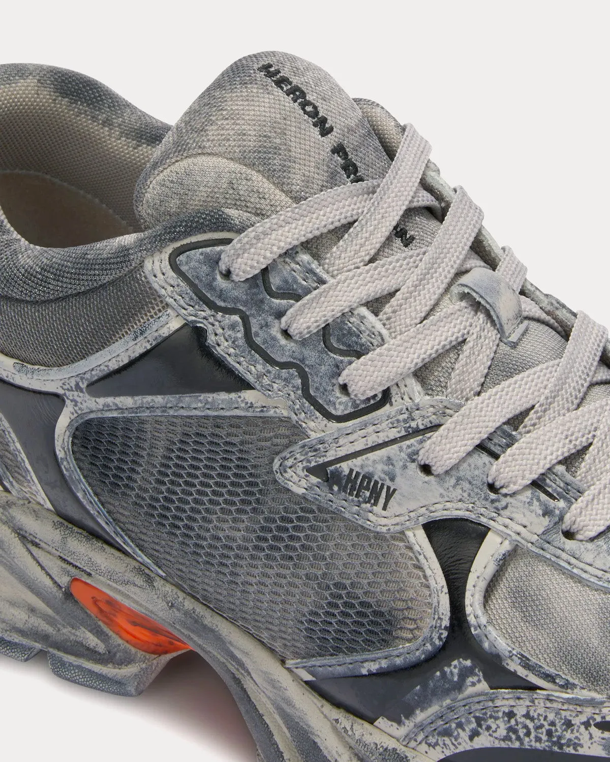 Block Stepper Worn Leather Dark Grey Low Top Sneakers