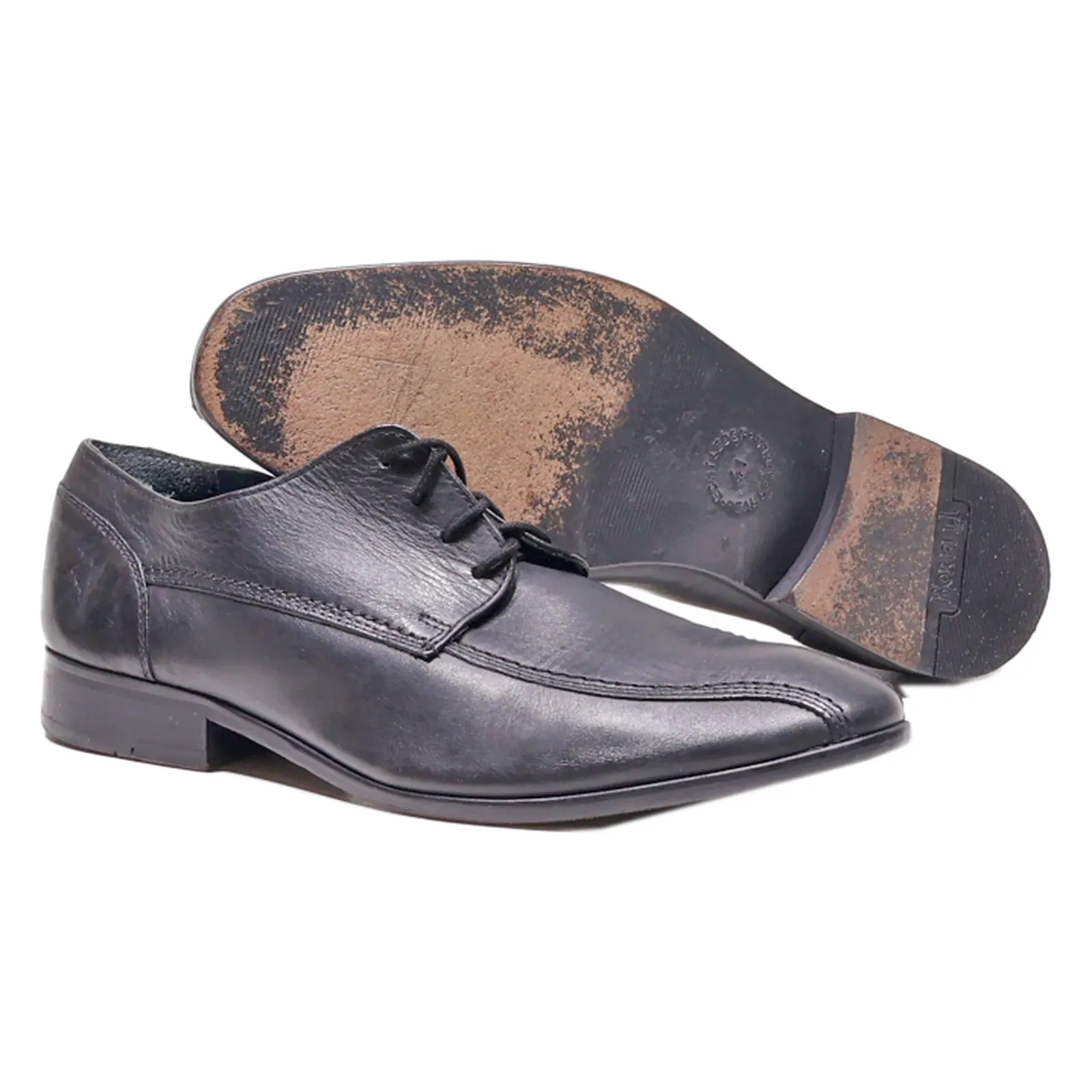 BORELLI Oxford Shoes Black Leather Mens UK 7.5