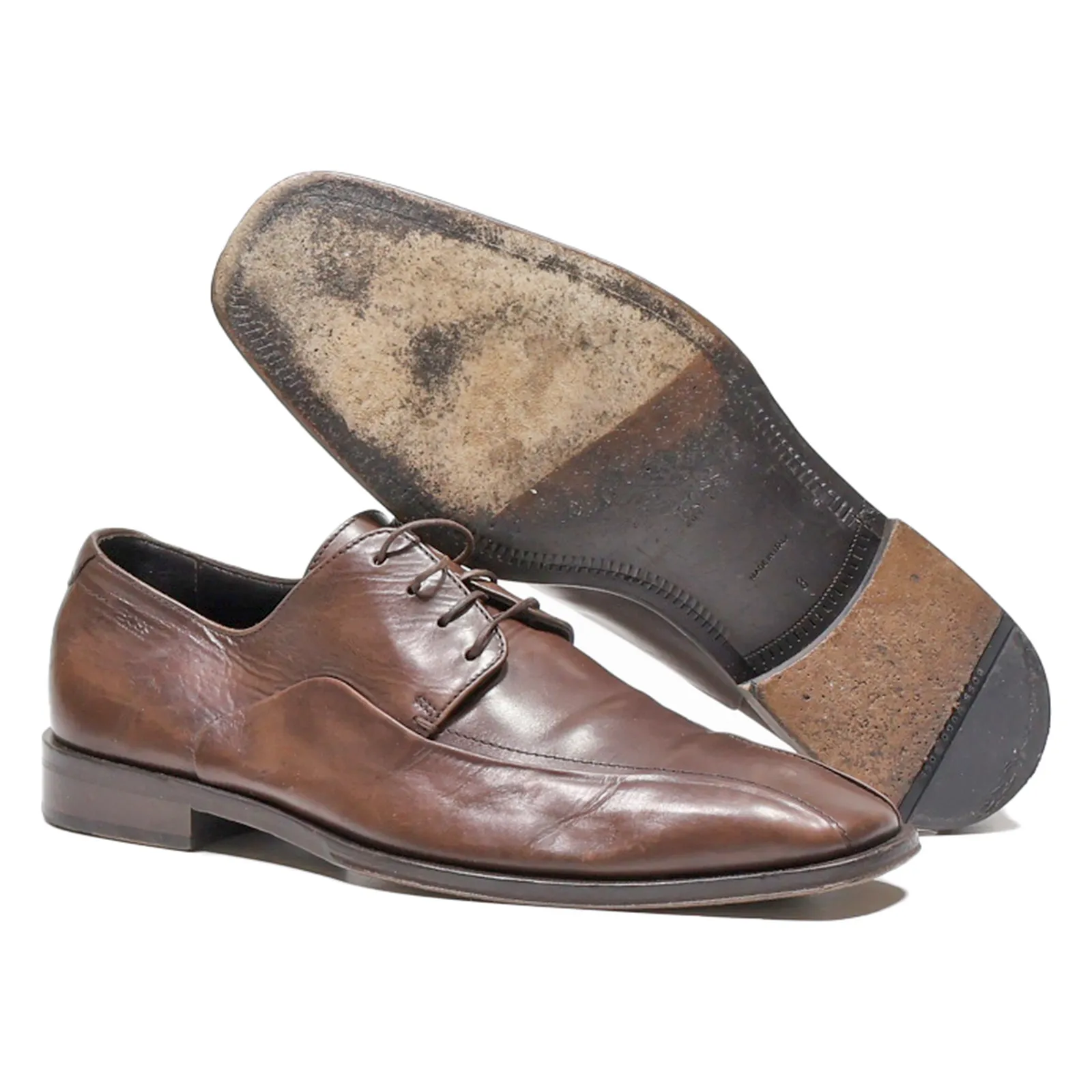 BOSS Oxford Shoes Brown Leather Mens UK 8