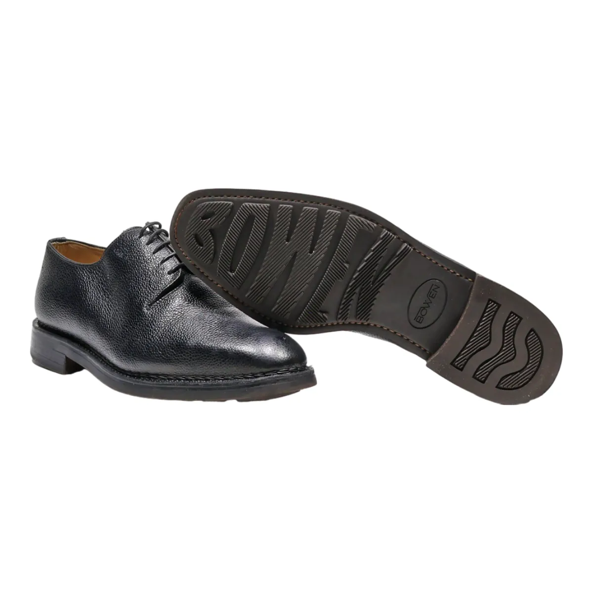 BOWEN Oxford Shoes Black Leather Mens UK 12