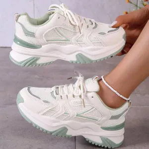 Breathable With Round Toe and Lace Up Sneakers