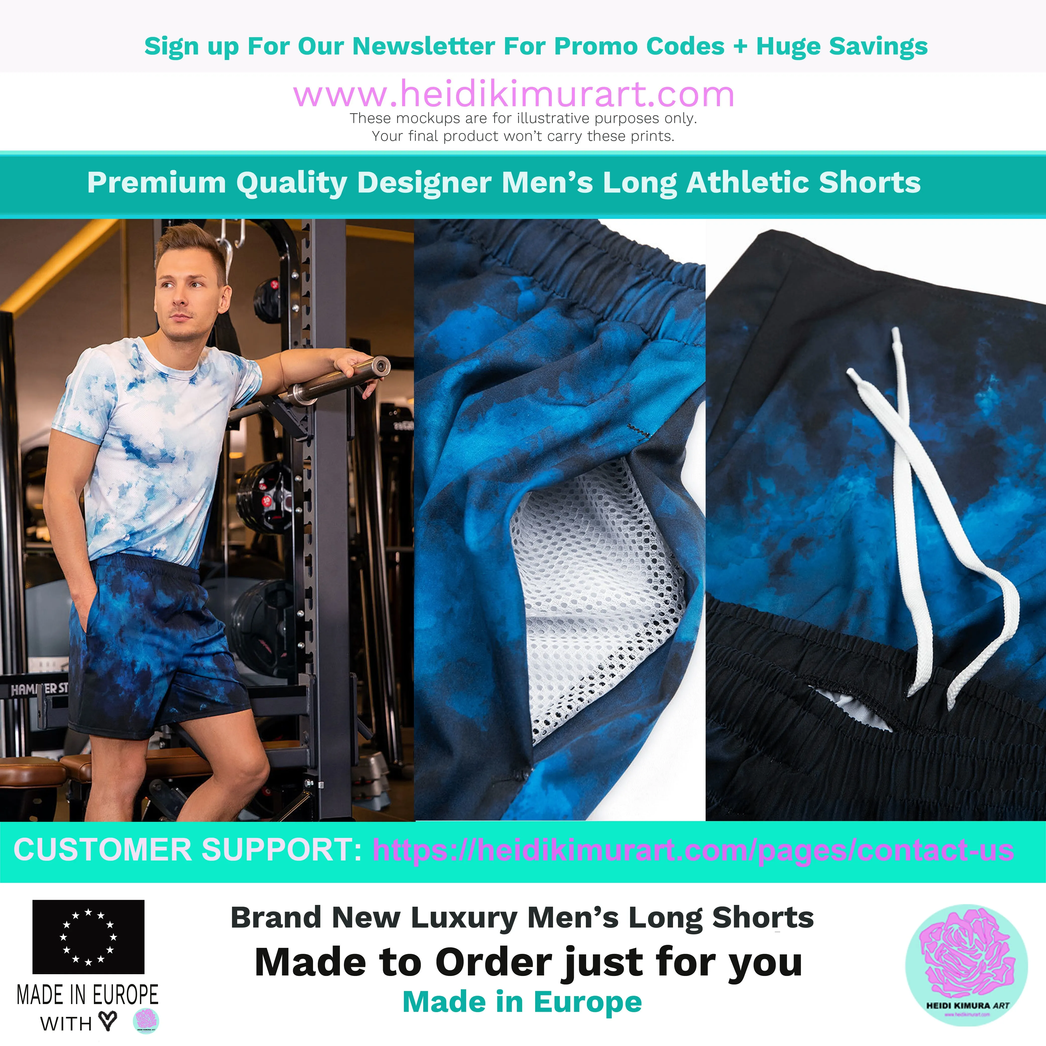Brown Leopard Men's Shorts, Animal Print Athletic Long Workout Shorts For Men-Made in EU