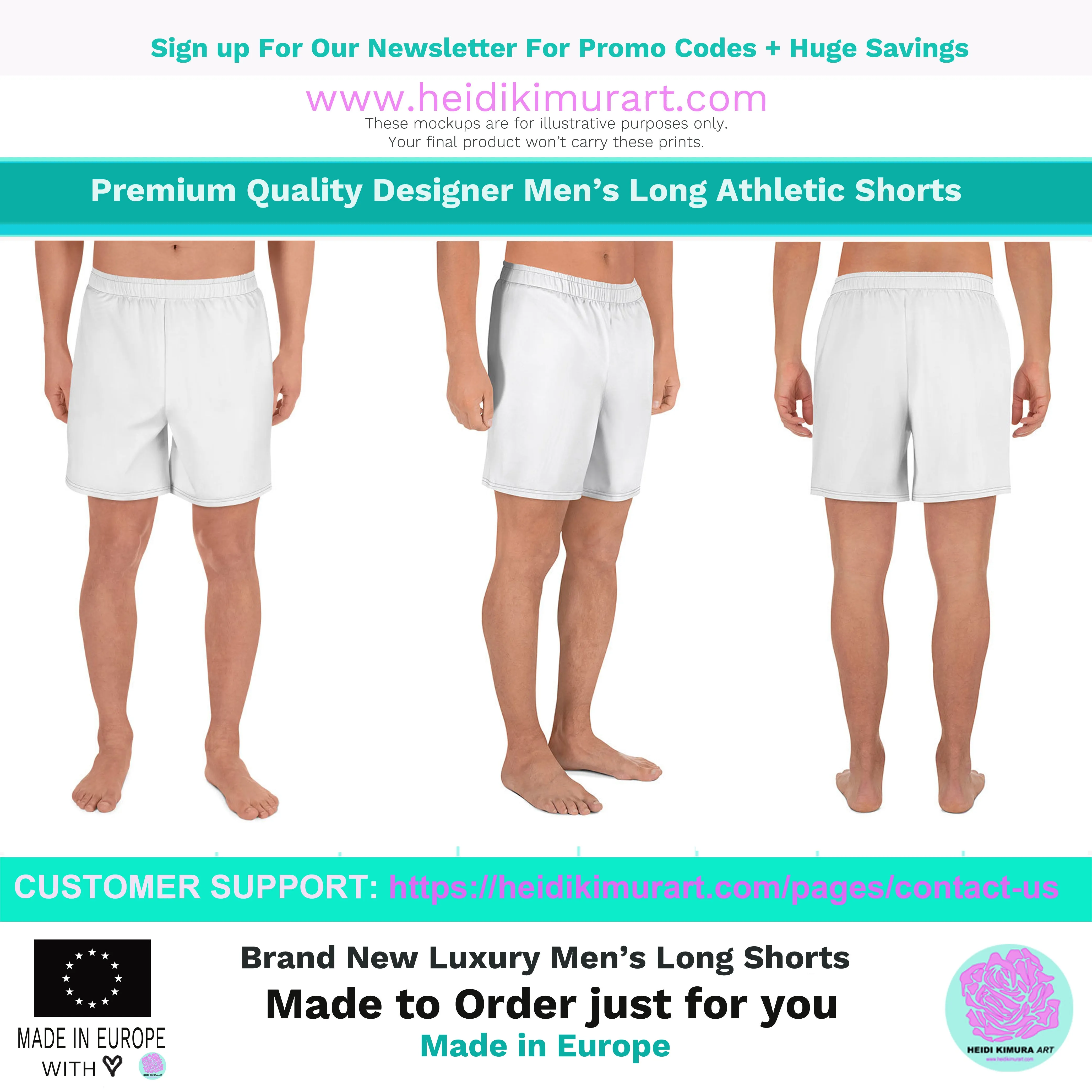 Brown Leopard Men's Shorts, Animal Print Athletic Long Workout Shorts For Men-Made in EU