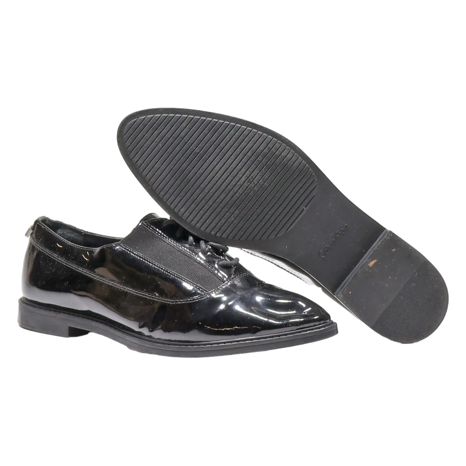 CALVIN KLEIN Della Oxford Shoes Black Leather Womens UK 8