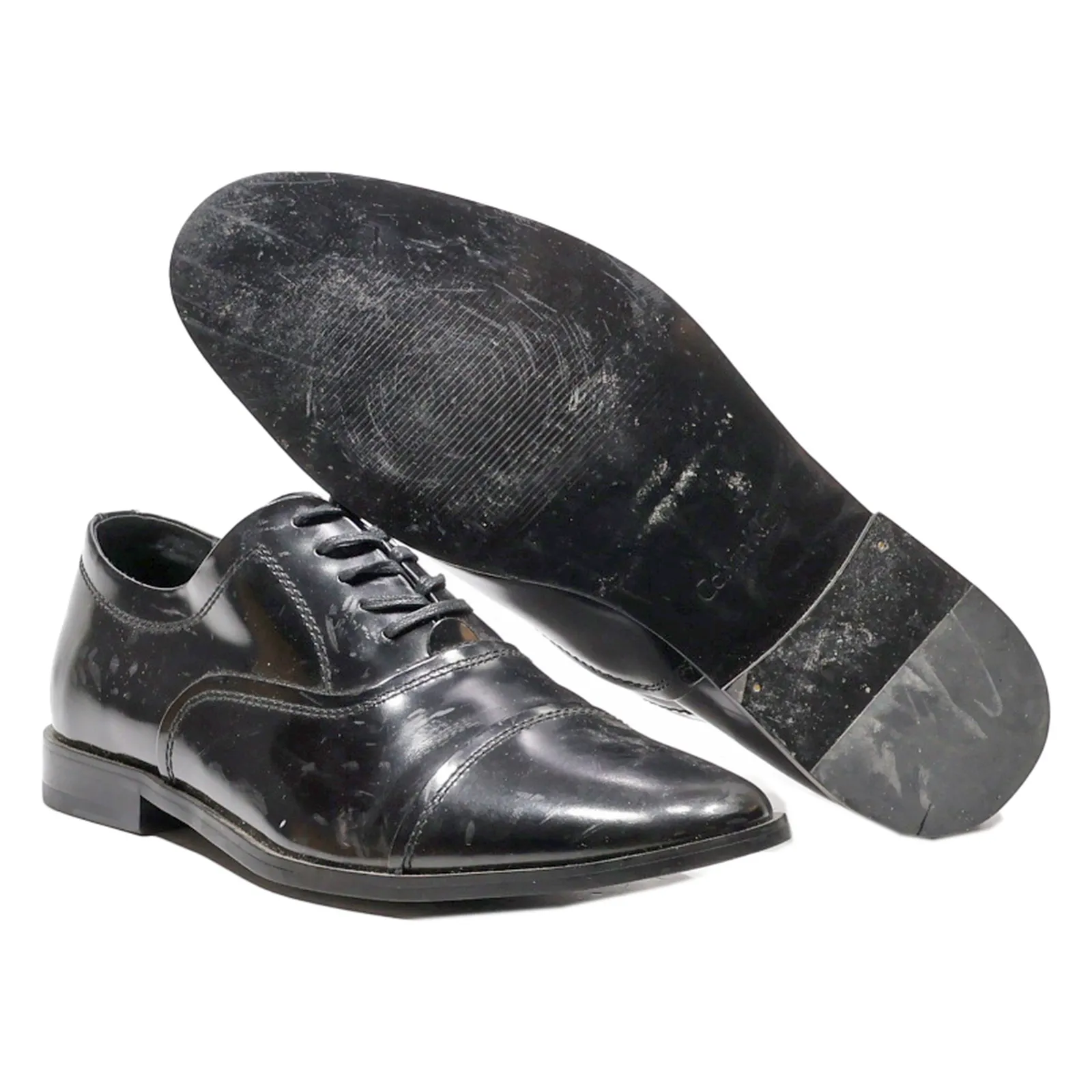 CALVIN KLEIN Oxford Shoes Black Leather Mens UK 8.5