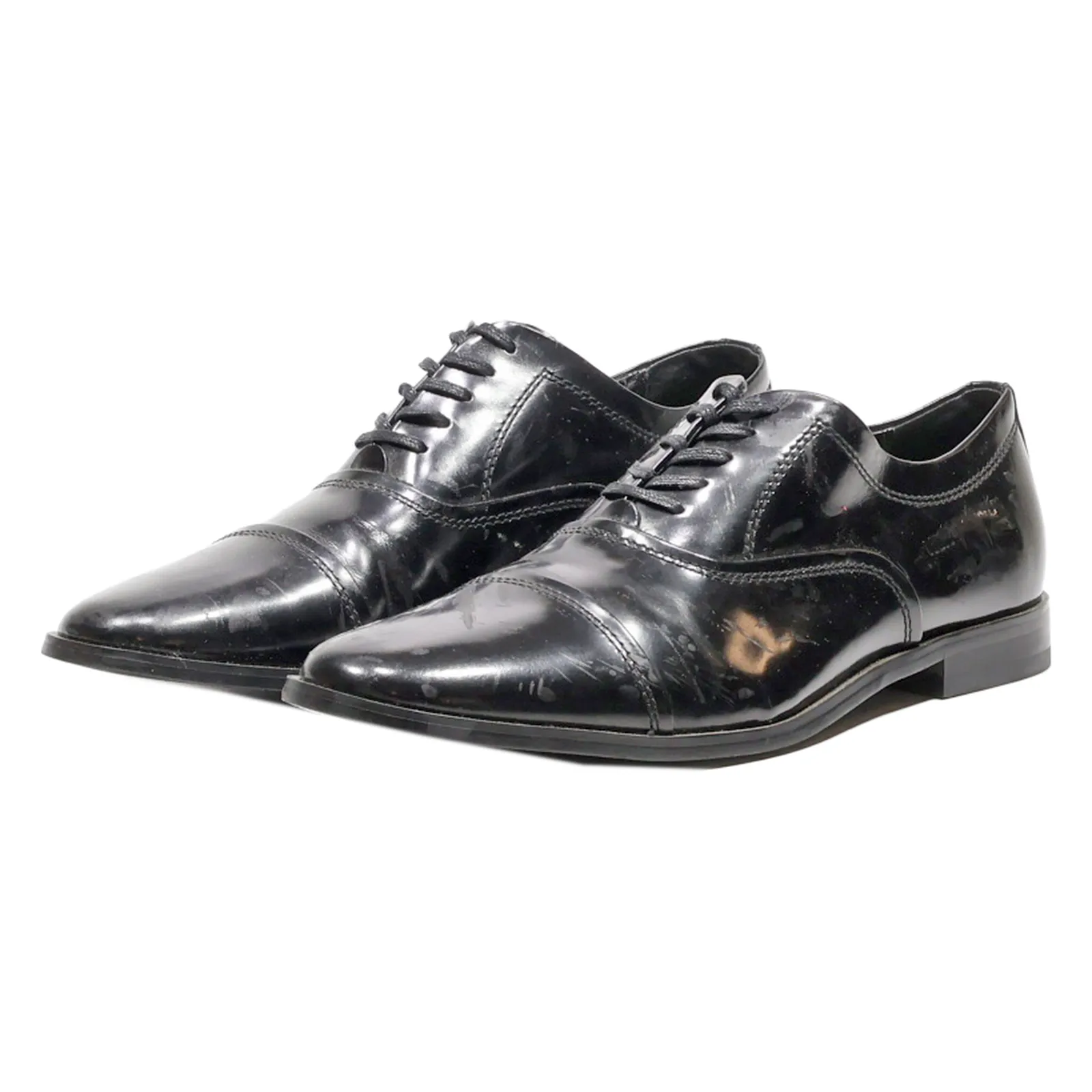 CALVIN KLEIN Oxford Shoes Black Leather Mens UK 8.5