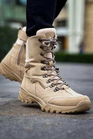 CH051 Suede Tactical Military Men's Sneaker Boots - Sand Color