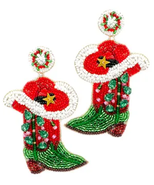 Christmas Cowboy Hat & Boots Earrings