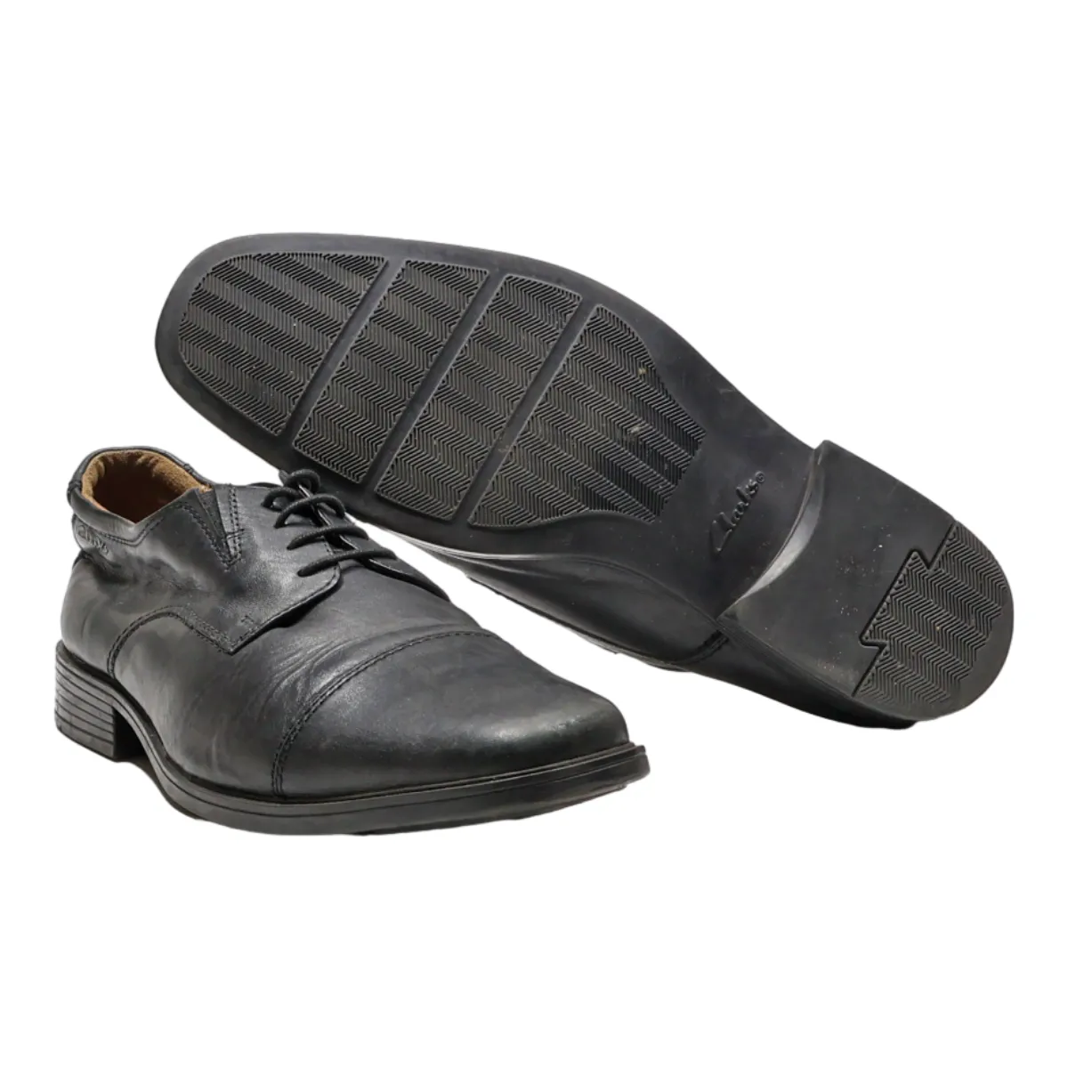 CLARKS Oxford Shoes Black Leather Mens UK 10