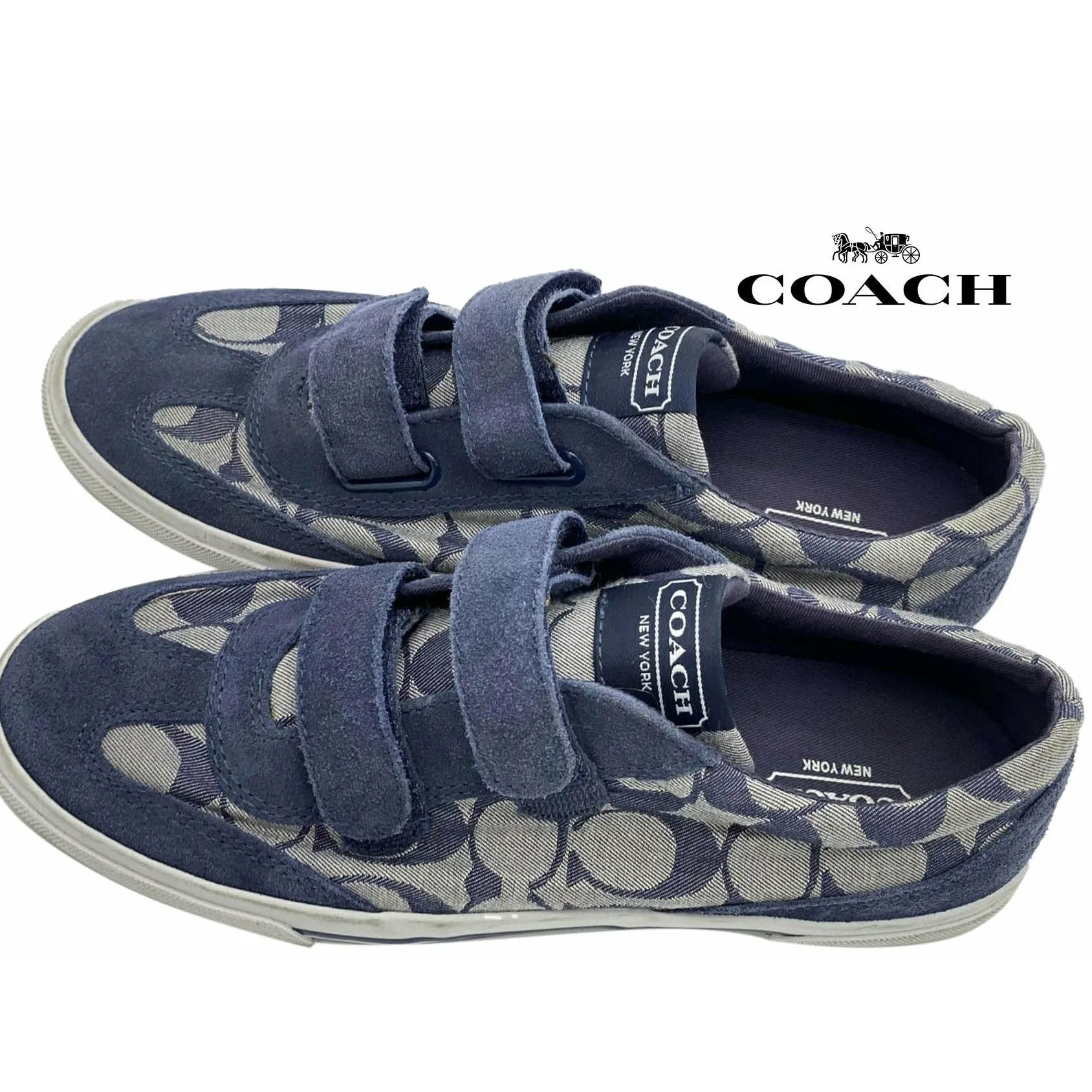 Coach Priya Blue Canvas Suede Sneakers Size 9B