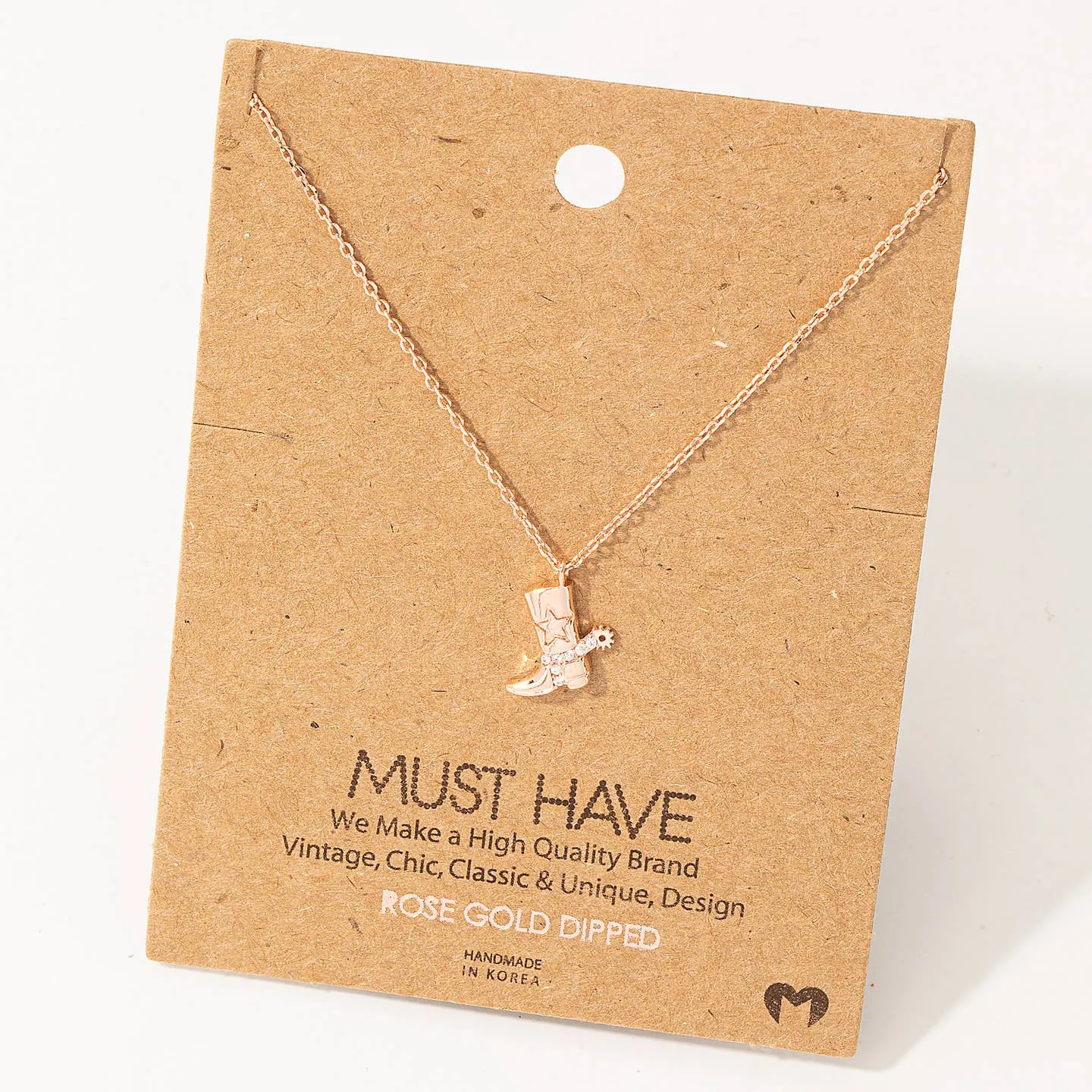 COWBOY BOOTS PENDANT NECKLACE-ROSE GOLD