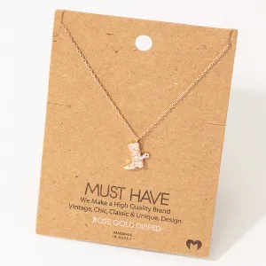 COWBOY BOOTS PENDANT NECKLACE-ROSE GOLD