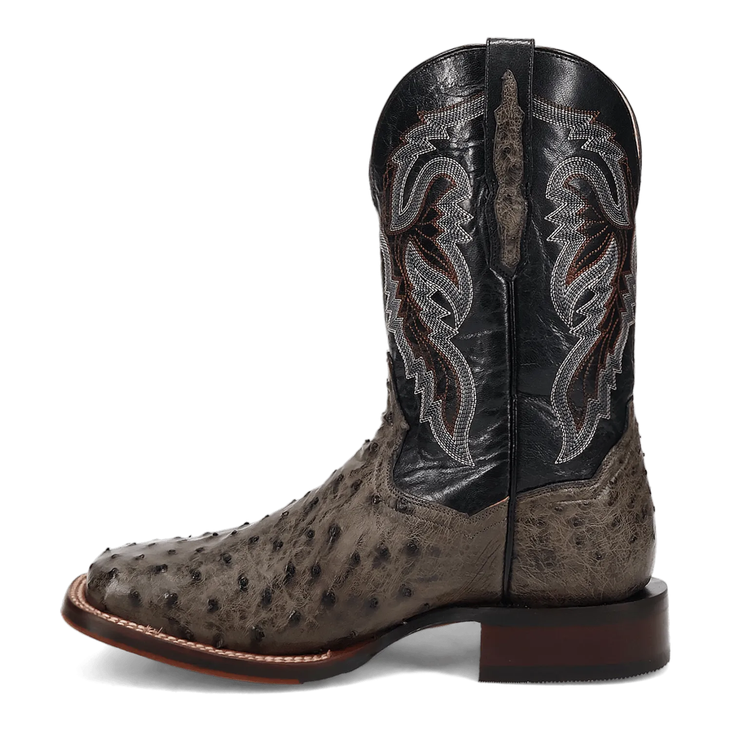 Dan Post Alamosa Grey Full Quill Ostrich Broad Square Toe Boots for Men