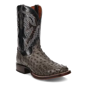Dan Post Alamosa Grey Full Quill Ostrich Broad Square Toe Boots for Men