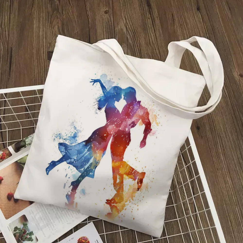 Dance Shoes Canvas Tote Bag with Inner Zippered Pocket Double-Sided Design