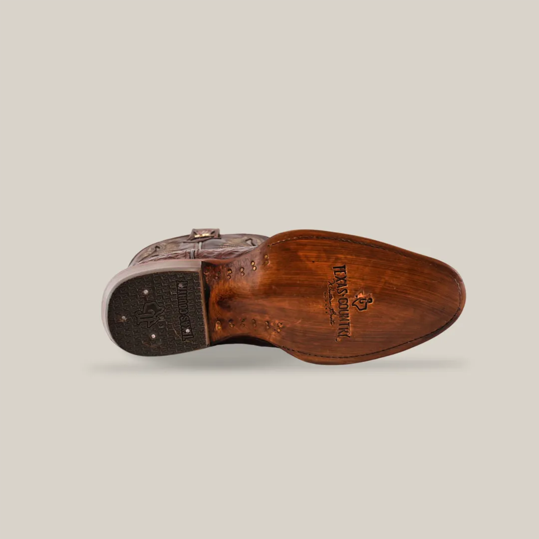 Exotic Caiman Hornback - Brown - Round Toe