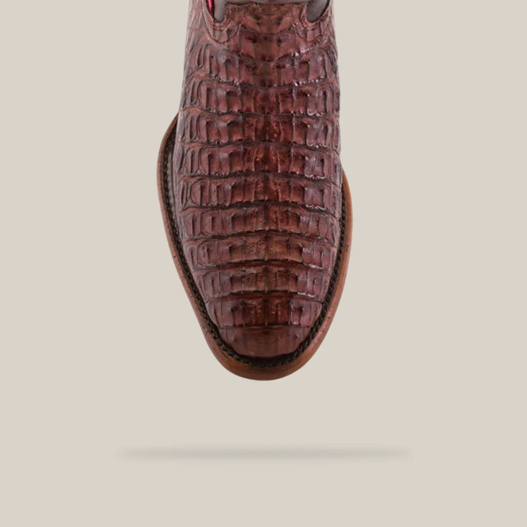 Exotic Caiman Hornback - Brown - Round Toe
