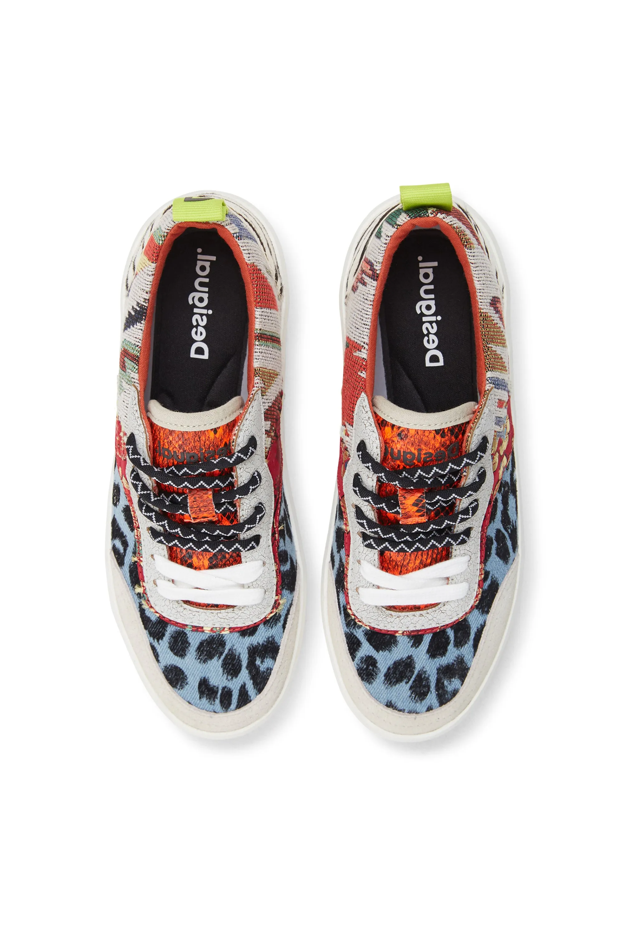 Fancy Crazy Patch Embroidery & Leopard White Trainers Desigual Style 21WSKA02