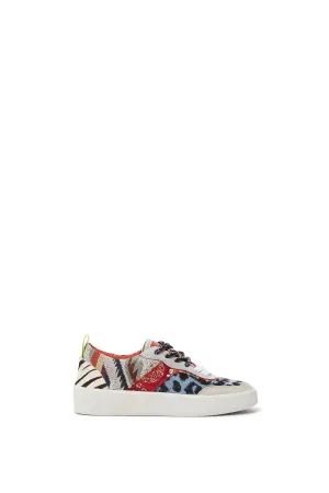 Fancy Crazy Patch Embroidery & Leopard White Trainers Desigual Style 21WSKA02