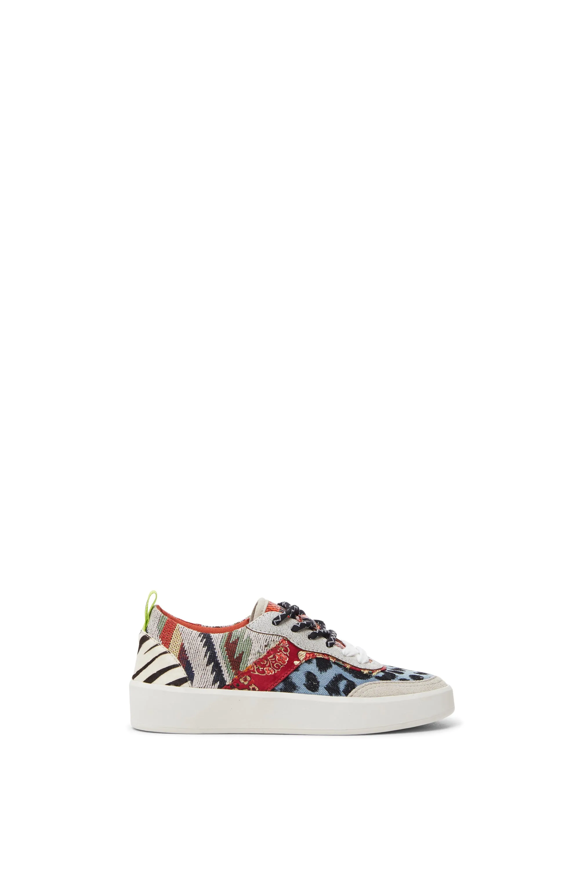 Fancy Crazy Patch Embroidery & Leopard White Trainers Desigual Style 21WSKA02