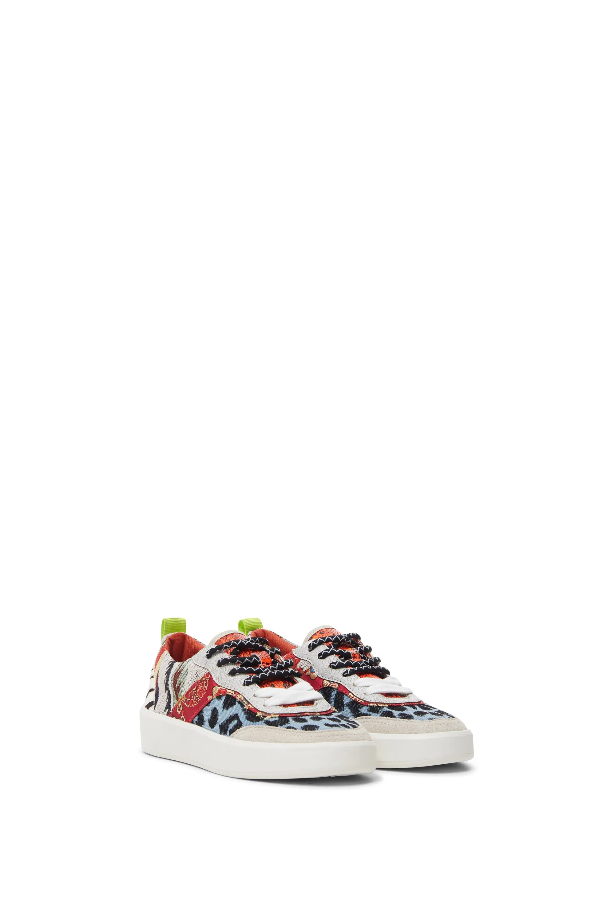 Fancy Crazy Patch Embroidery & Leopard White Trainers Desigual Style 21WSKA02
