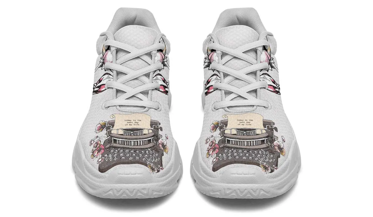 Floral Typewriter Chunky Sneakers