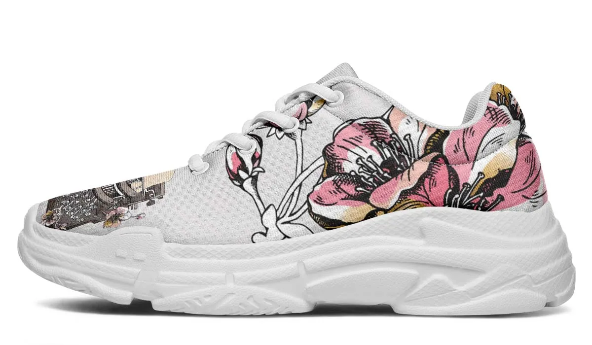 Floral Typewriter Chunky Sneakers